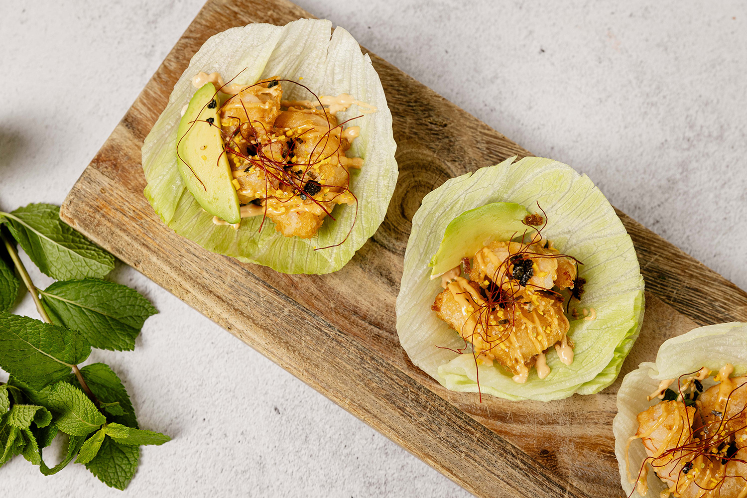 Colitas de gamba en tempura