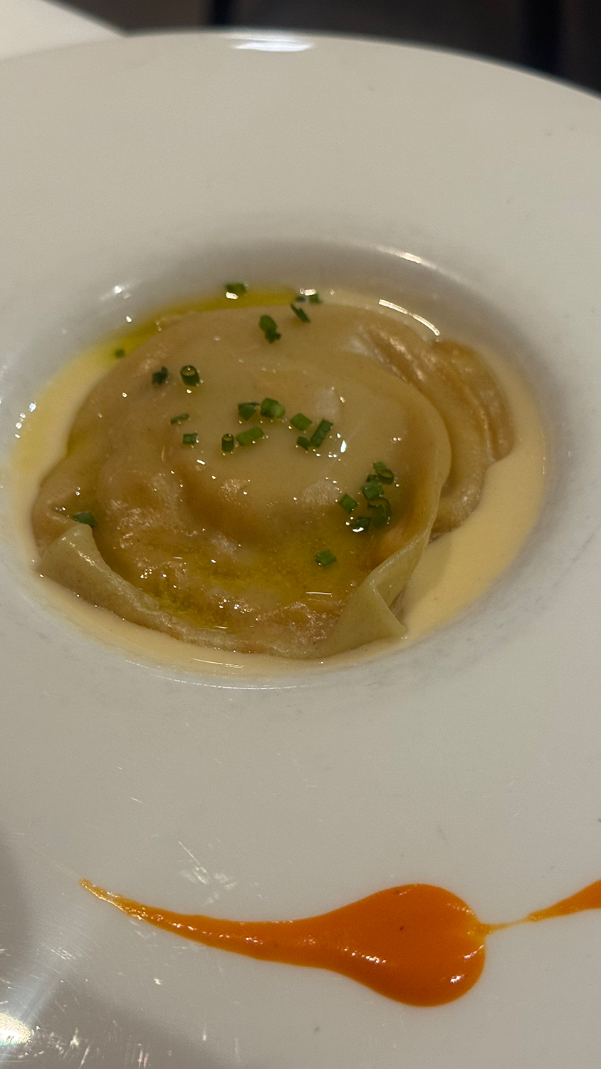 Ravioli de puerro y gamba